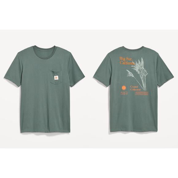 Old Navy Green Big Sur, California Soft-Washed Graphic Pocket T-Shirt Size XXXL - Picture 1 of 9